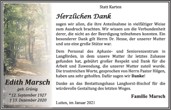 Anzeige von Edith Marsch von OM-Medien