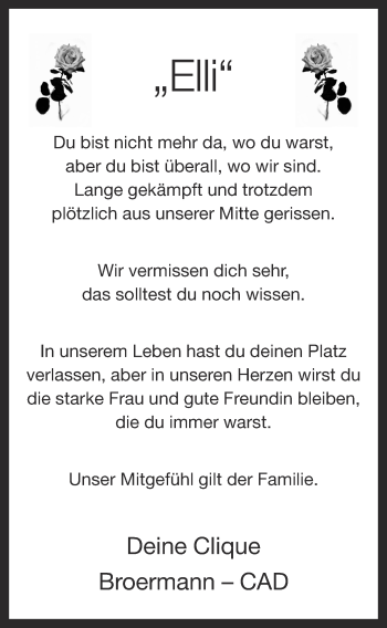 Anzeige von Elke Thie von OM-Medien