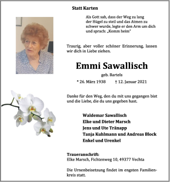 Anzeige von Emmi Sawallisch von OM-Medien