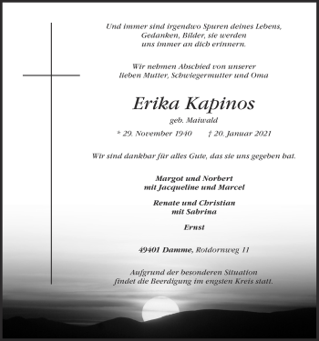 Anzeige von Erika Kapinos von OM-Medien