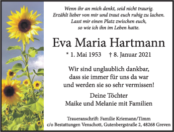 Anzeige von Eva Maria Hartmann von OM-Medien