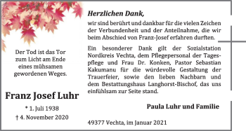 Anzeige von Franz Josef Luhr von OM-Medien