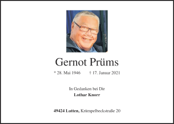 Anzeige von Gernot Prüms von OM-Medien