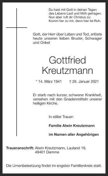 Anzeige von Gottfried Kreutzmann von OM-Medien