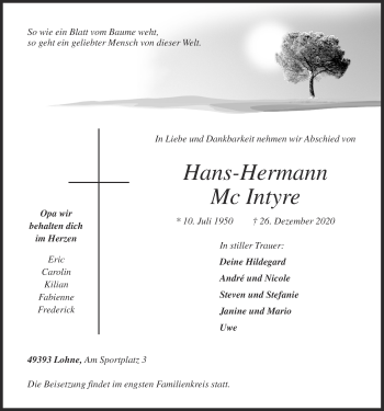 Anzeige von Hans-Hermann Mc Intyre von OM-Medien