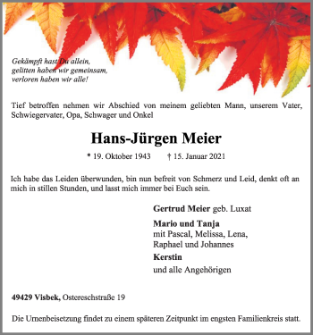 Anzeige von Hans-Jürgen Meier von OM-Medien