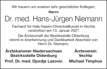 Anzeige von Hans-Jürgen Niemann von OM-Medien