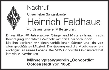Anzeige von Heinrich Feldhaus von OM-Medien