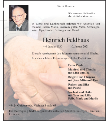 Anzeige von Heinrich Feldhaus von OM-Medien