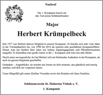 Anzeige von Herbert Krümpelbeck von OM-Medien