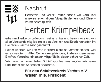 Anzeige von Herbert Krümpelbeck von OM-Medien