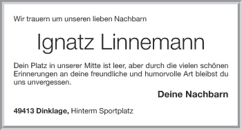 Anzeige von Ignatz Linnemann von OM-Medien