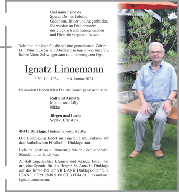 Anzeige von Ignatz Linnemann von OM-Medien