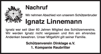 Anzeige von Ignatz Linnemann von OM-Medien