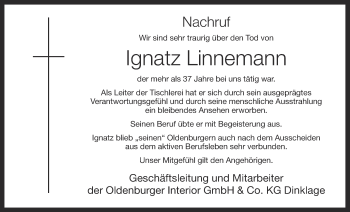 Anzeige von Ignatz Linnemann von OM-Medien