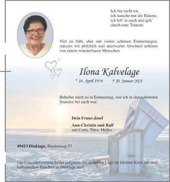 Anzeige von Ilona Kalvelage von OM-Medien
