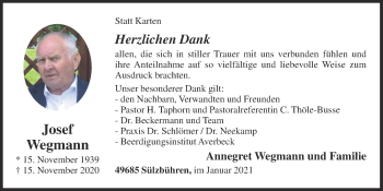Anzeige von Josef Wegmann von OM-Medien