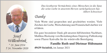 Anzeige von Josef Willenbrink von OM-Medien