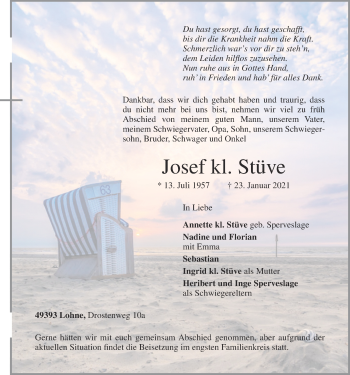 Anzeige von Josef kl. Stüve von OM-Medien