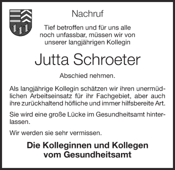 Anzeige von Jutta Schroeter von OM-Medien