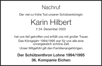 Anzeige von Karin Hilbert von OM-Medien
