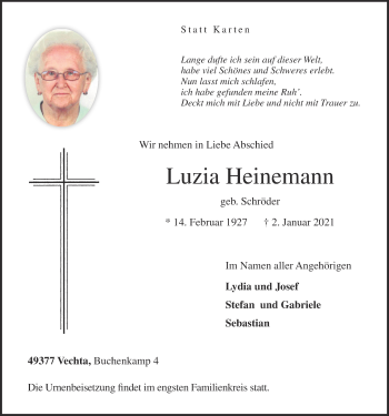 Anzeige von Luzia Heinemann von OM-Medien