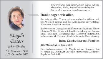 Anzeige von Magda Deters von OM-Medien
