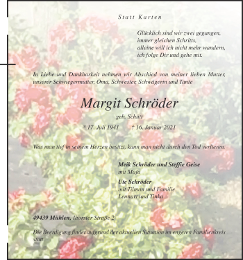 Anzeige von Margit Schröder von OM-Medien