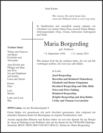 Anzeige von Maria Borgerding von OM-Medien