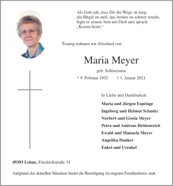 Anzeige von Maria Meyer von OM-Medien