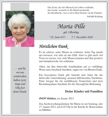 Anzeige von Maria Pille von OM-Medien