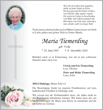 Anzeige von Maria Tiemerding von OM-Medien