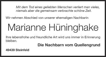 Anzeige von Marianne Hüninghake von OM-Medien