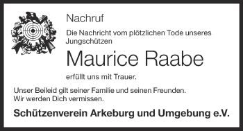 Anzeige von Maurice Raabe von OM-Medien