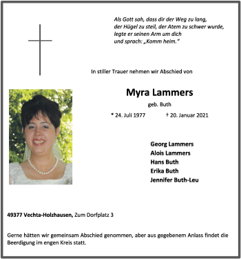 Anzeige von Myra Lammers von OM-Medien