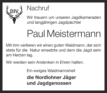 Anzeige von Paul Meistermann von OM-Medien