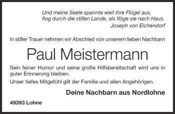 Anzeige von Paul Meistermann von OM-Medien