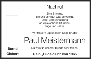Anzeige von Paul Meistermann von OM-Medien