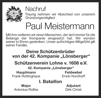 Anzeige von Paul Meistermann von OM-Medien