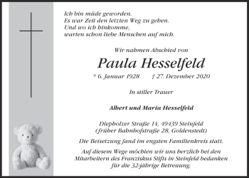 Anzeige von Paula Hesselfeld von OM-Medien