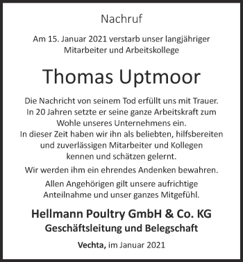 Anzeige von Thomas Uptmoor von OM-Medien