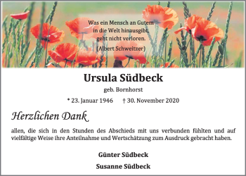 Anzeige von Ursula Südbeck von OM-Medien