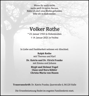 Anzeige von Volker Rothe von OM-Medien