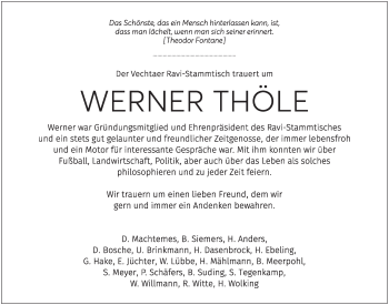 Anzeige von Werner Thöle von OM-Medien