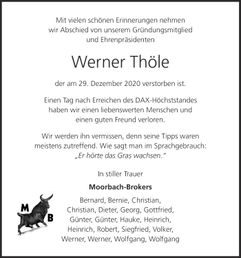 Anzeige von Werner Thöle von OM-Medien