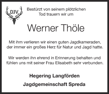 Anzeige von Werner Thöle von OM-Medien