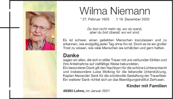 Anzeige von Wilma Niemann von OM-Medien