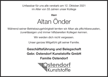 Anzeige von Altan Önder von OM-Medien