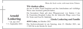 Anzeige von Arnold Lenkering von OM-Medien