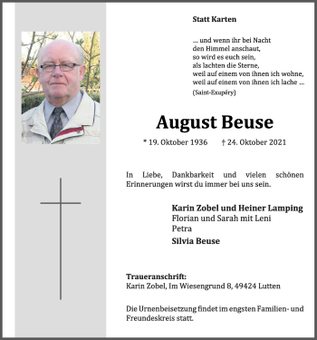 Anzeige von August Beuse von OM-Medien